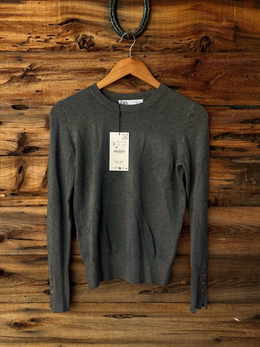 ZARA | NWT Dark Gray Crewneck Sweater M